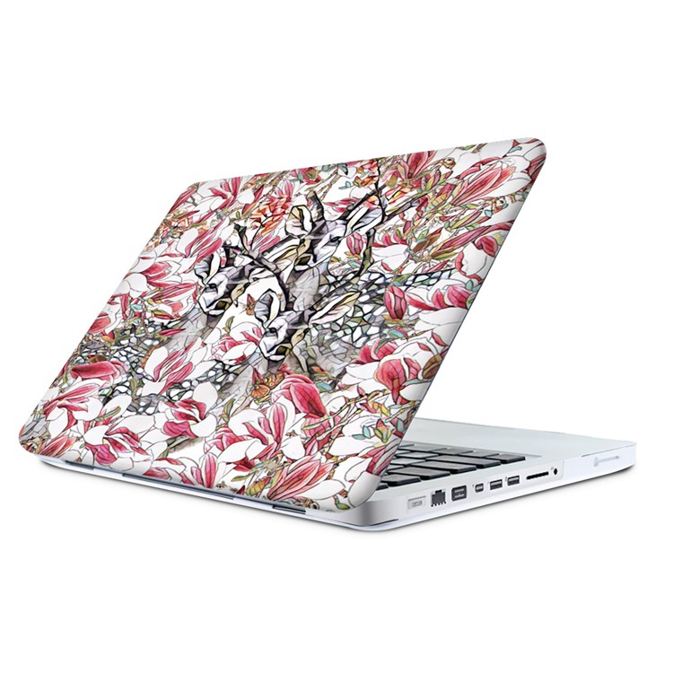 3D Sika Deer and Flowers Pattern Screen Protector + Hard Cover Case + US Version Silicone Keyboard Film for MacBook Pro 15-inch (2016)-3