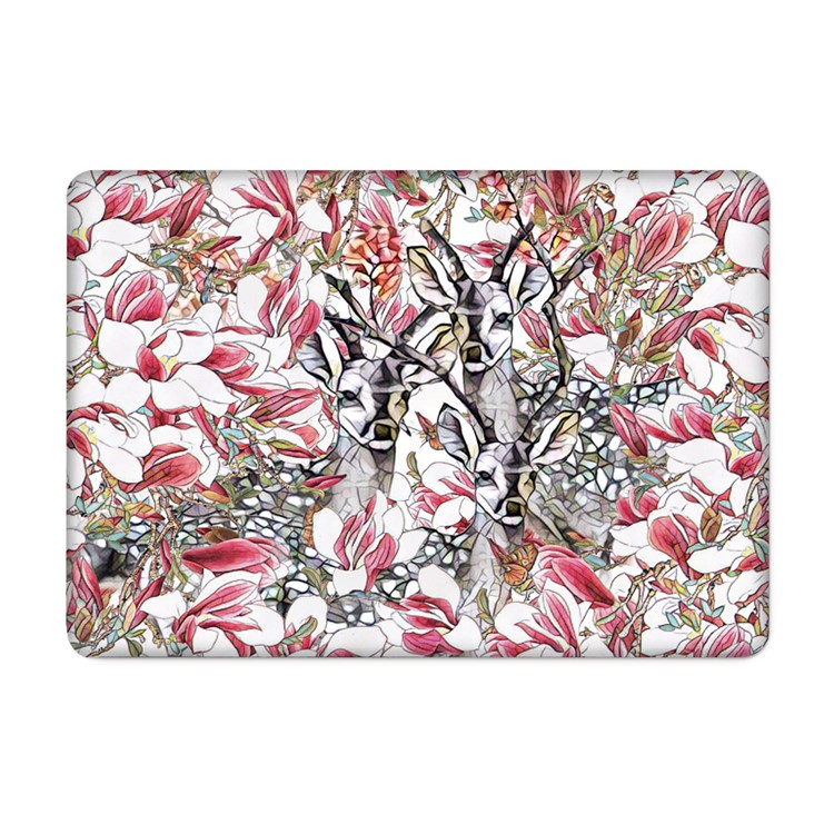 3D Sika Deer and Flowers Pattern Screen Protector + Hard Cover Case + US Version Silicone Keyboard Film for MacBook Pro 15-inch (2016)-6