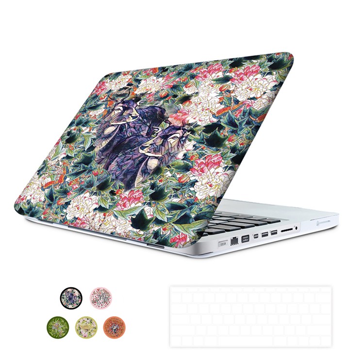3D Flowers and Sika Deer Pattern Hard Case + Screen Protector + US Version Silicone Keyboard Film for MacBook Pro 15.4 inch with Retina Display-2
