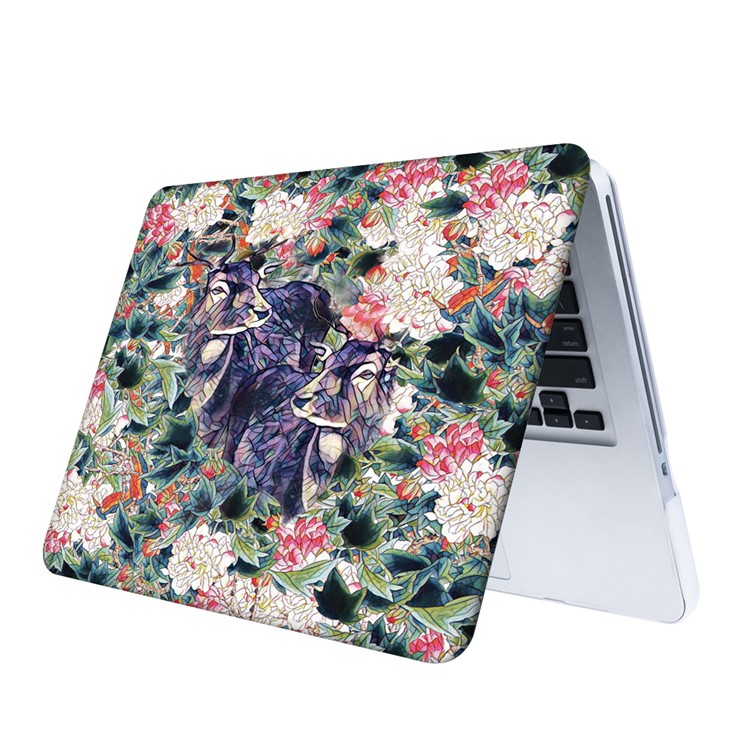 3D Flowers and Sika Deer Pattern Hard Case + Screen Protector + US Version Silicone Keyboard Film for MacBook Pro 15.4 inch with Retina Display-3