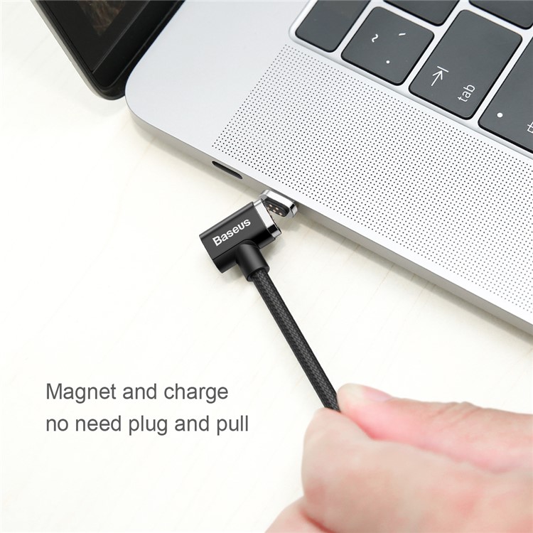 BASEUS 20V 4.3A 1.5M Type-C Magnet Charging Cable (Side Insert) for Macbook / Notebook - Black-2