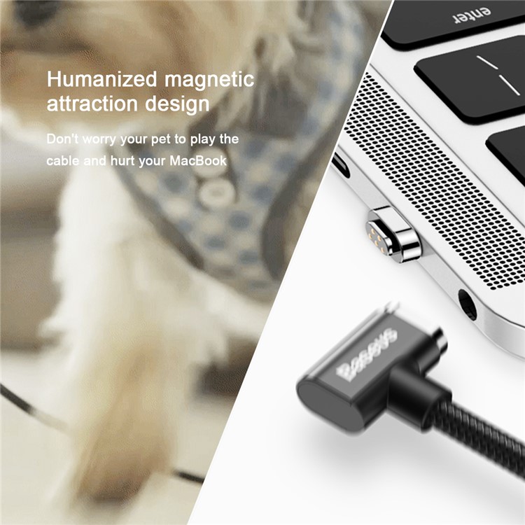 BASEUS 20V 4.3A 1.5M Type-C Magnet Charging Cable (Side Insert) for Macbook / Notebook - Black-3