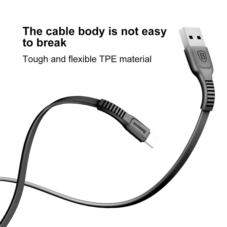 BASEUS Tough Serie 2A USB Kabeltyp-C Daten Sync Charge für Galaxy A7 (2017), etc. (1m) - Schwarz-2