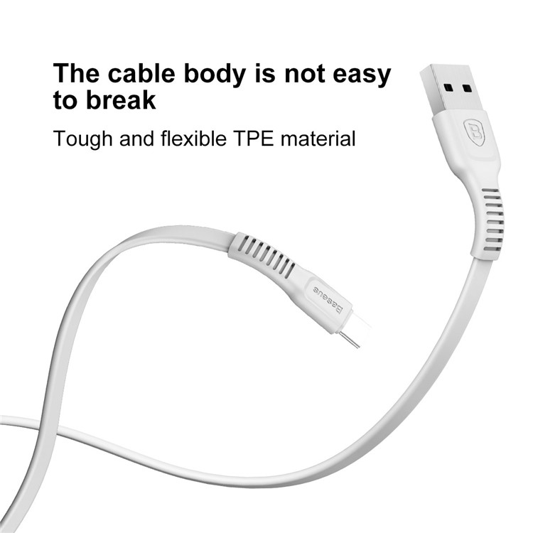 BASEUS Tough Series 2A Tipo-C Cabo USB Carregamento de sincronização de dados para Galaxy A7 (2017), etc.. (1m) - branco-2