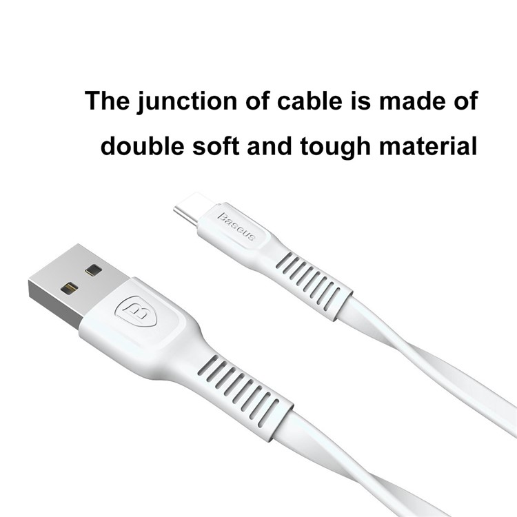 BASEUS Tough Series 2A Tipo-C Cabo USB Carregamento de sincronização de dados para Galaxy A7 (2017), etc.. (1m) - branco-4