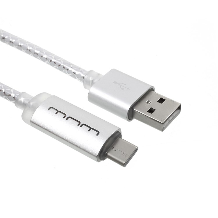 WUW X46 1M 2.4A LED Light Type-C USB Data Sync Charging Cable for for Samsung S8 / OnePlus 5 etc - Silver-1
