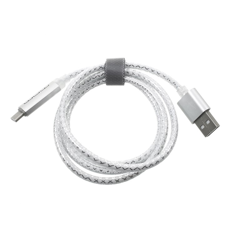 WUW X46 1M 2.4A LED Light Type-C USB Data Sync Charging Cable for for Samsung S8 / OnePlus 5 etc - Silver-2