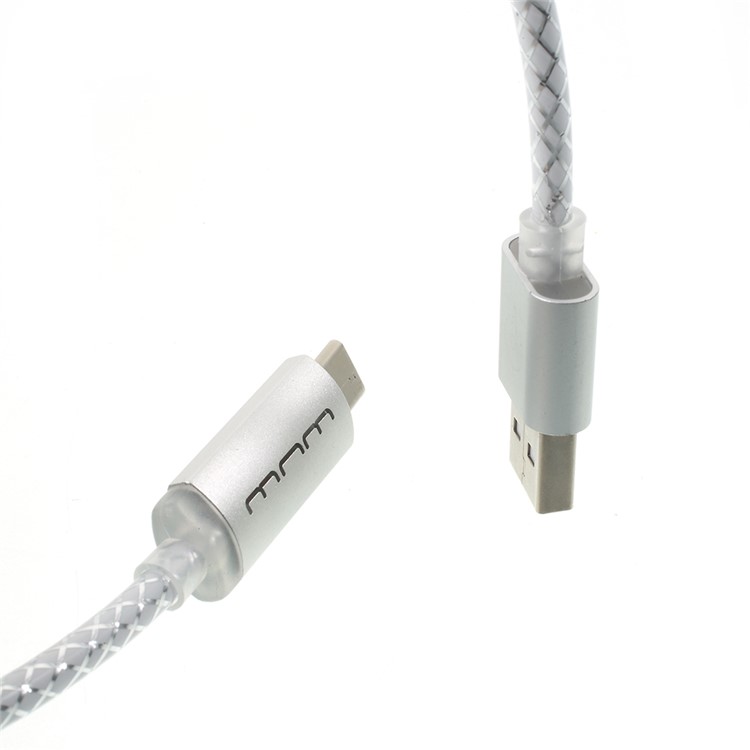 WUW X46 1M 2.4A LED Light Type-C USB Data Sync Charging Cable for for Samsung S8 / OnePlus 5 etc - Silver-4