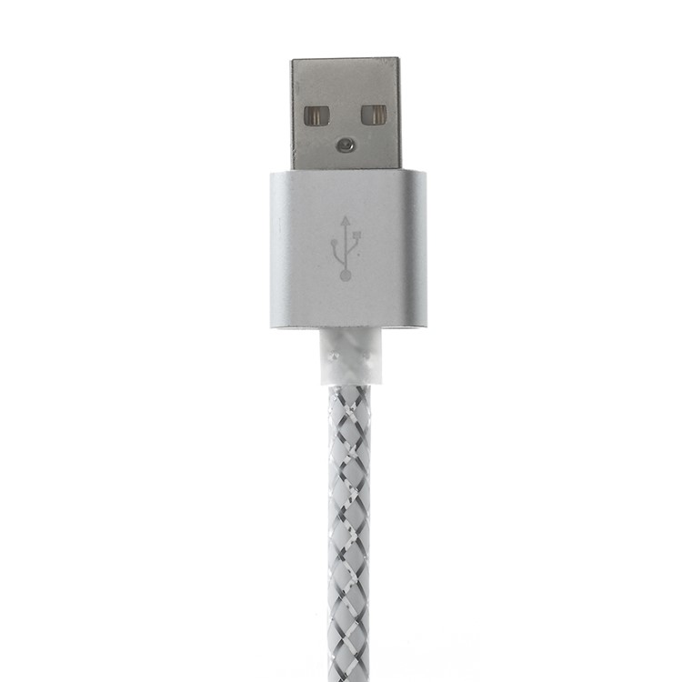 WUW X46 1M 2.4A LED Light Type-C USB Data Sync Charging Cable for for Samsung S8 / OnePlus 5 etc - Silver-6
