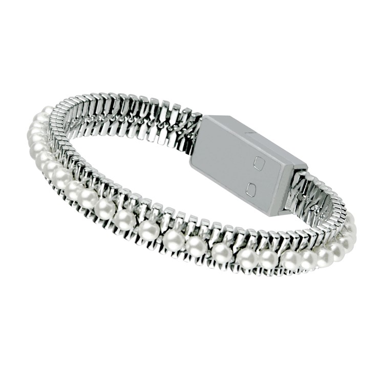 Pearl Bracelet Micro Usb Charging Cable High Sd Silver Pearl Bracelet Micro Usb Charging Cable High Sd Silver Color 1
