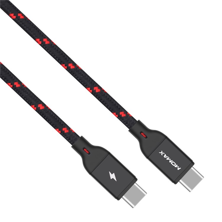 MOMAX Woven Pattern Type-C USB-C to USB-C Data Sync Charging Cable for Samsung HTC LG Huawei - Black-3