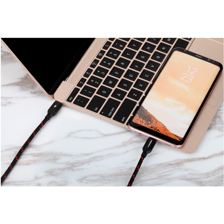 MOMAX Woven Pattern Type-C USB-C to USB-C Data Sync Charging Cable for Samsung HTC LG Huawei - Black-5