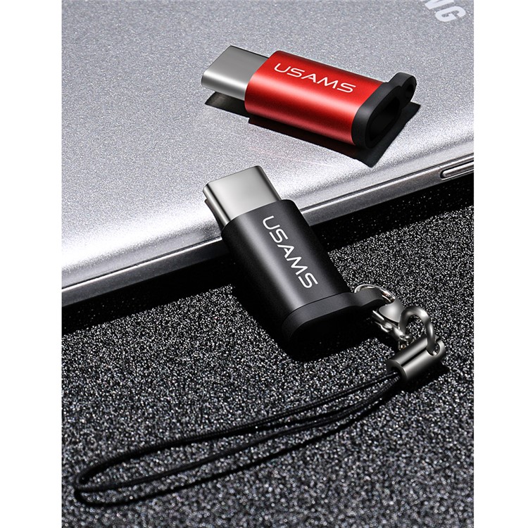 USAMS US-SJ153 Micro USB Female para Tipo-C Male Adapter Mini Converter para Huawei P10/P10 Plus etc. - vermelho-2