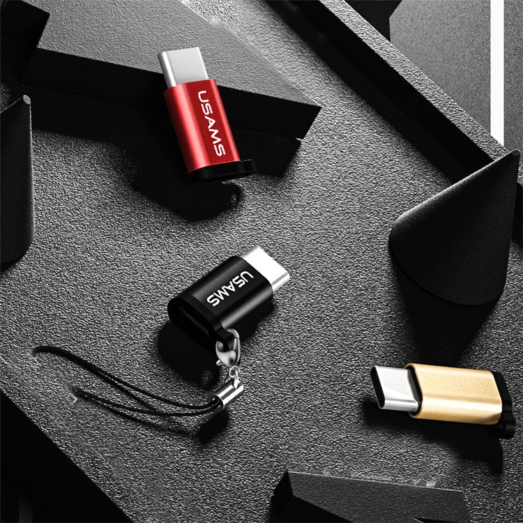 USAMS US-SJ153 Micro USB Female para Tipo-C Male Adapter Mini Converter para Huawei P10/P10 Plus etc. - vermelho-3