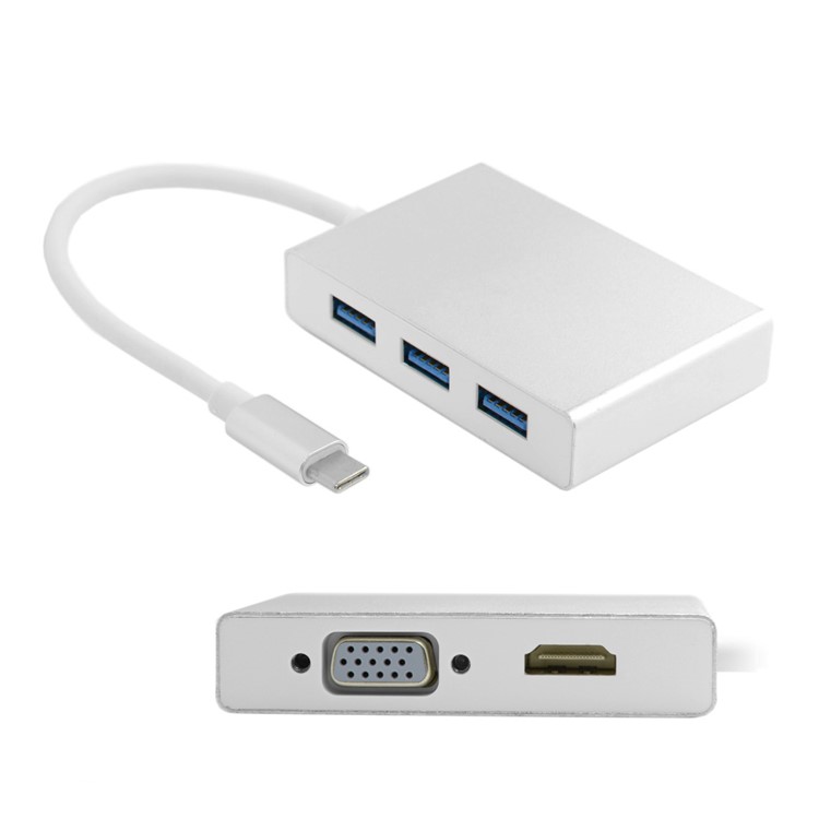USB-C USB 3.1 Type-C to HDMI Digital AV & VGA & USB HUB OTG Adapter for Laptop Macbook Pro-2