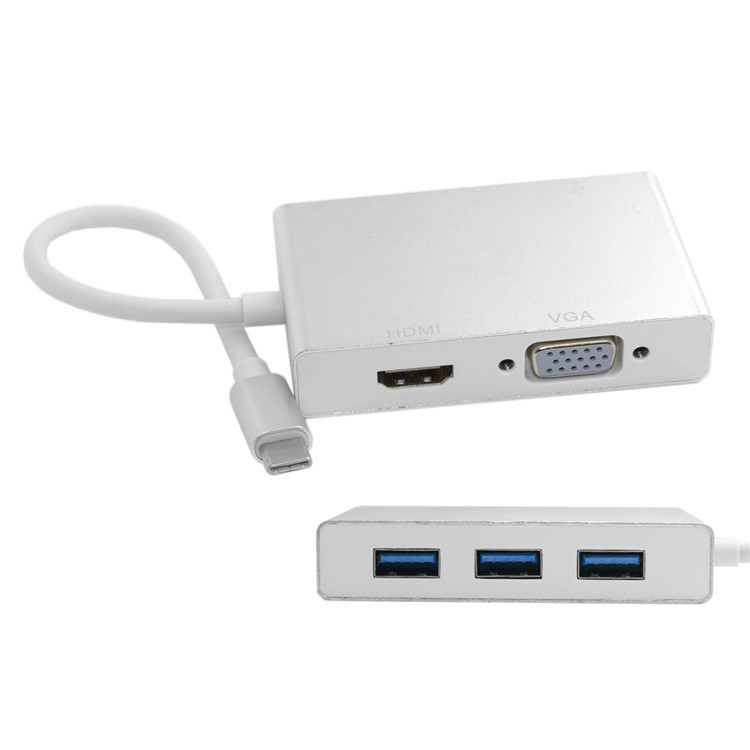 USB-C USB 3.1 Type-C to HDMI Digital AV & VGA & USB HUB OTG Adapter for Laptop Macbook Pro-4