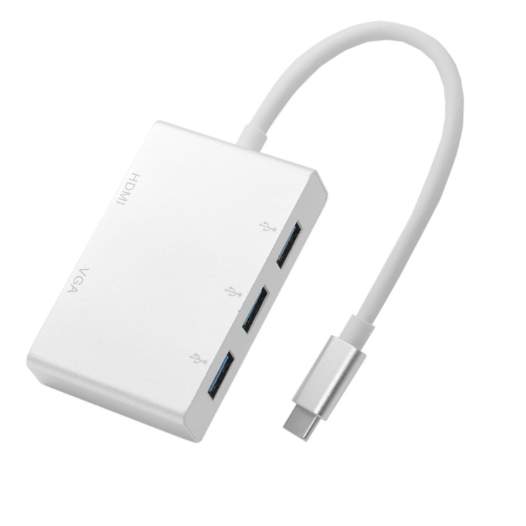 USB-C USB 3.1 Type-C to HDMI Digital AV & VGA & USB HUB OTG Adapter for Laptop Macbook Pro-6