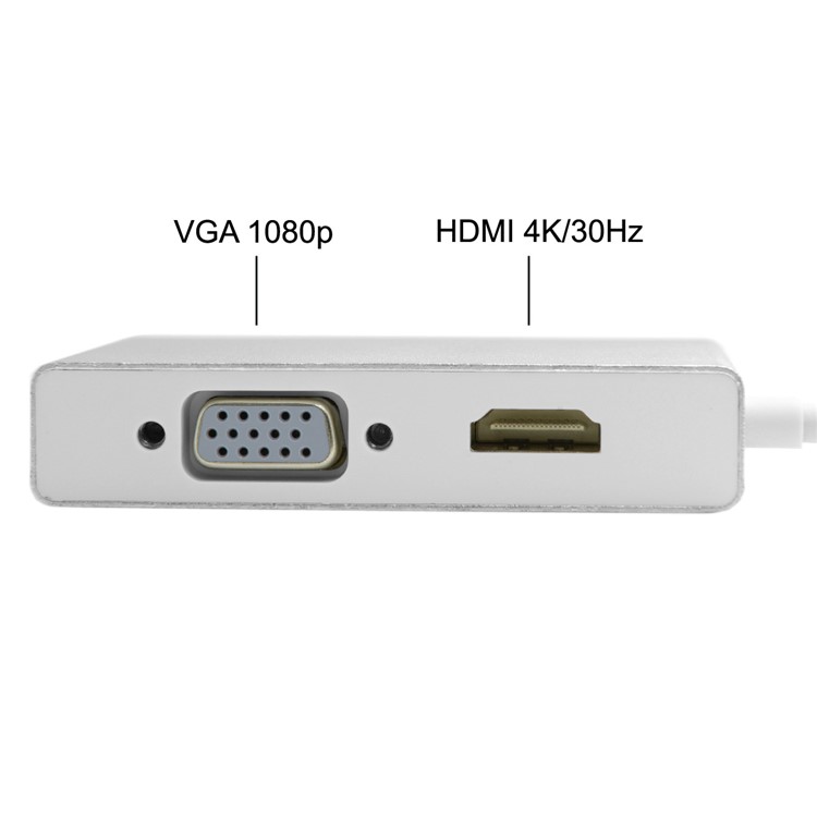 USB-C USB 3.1 Type-C to HDMI Digital AV & VGA & USB HUB OTG Adapter for Laptop Macbook Pro-8