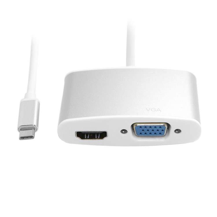 USB 3.1 Type C USB-C to HDMI 4K 30Hz & VGA 1080P Adapter for Laptop & Macbook Pro & Monitor HDTV-4