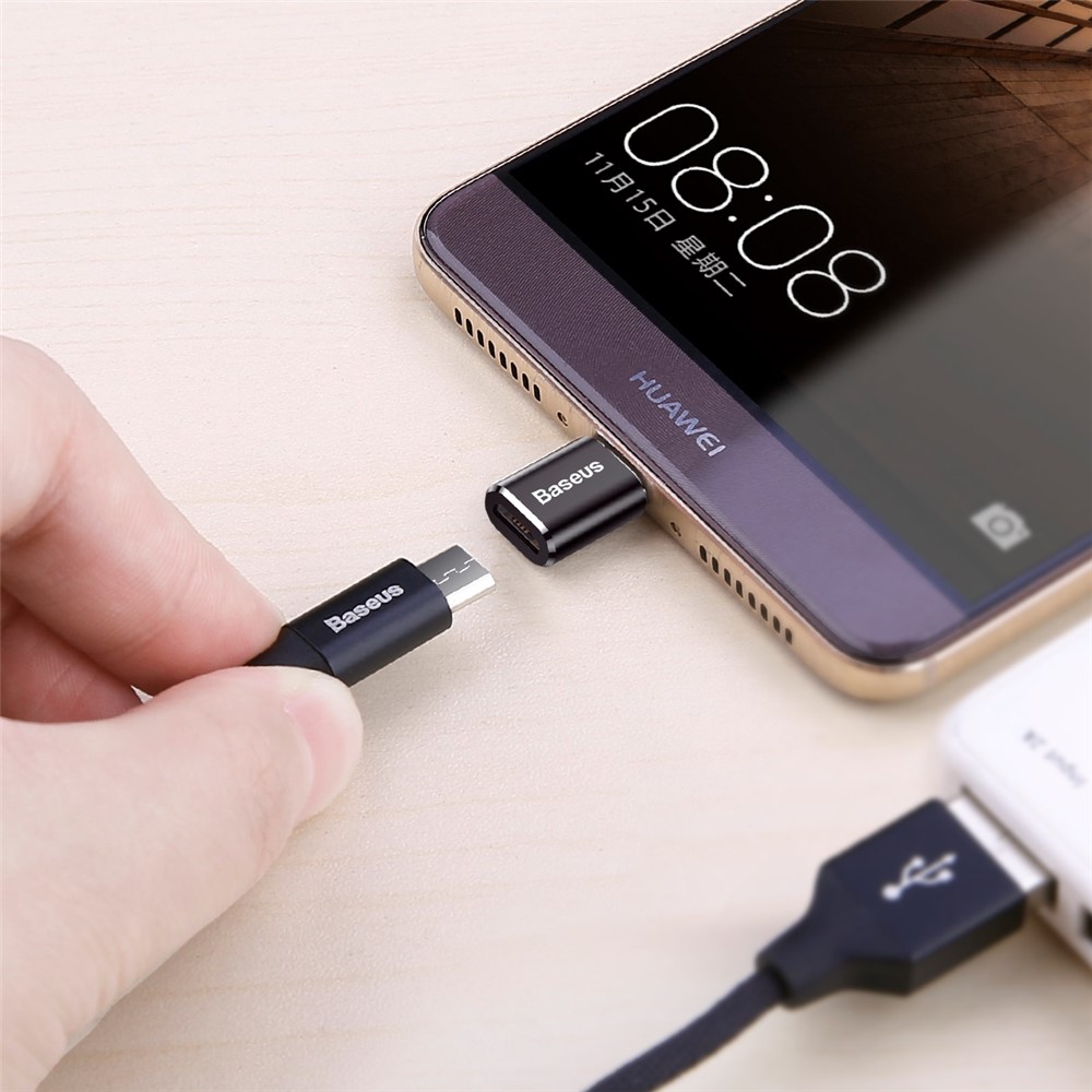BASEUS Mini Micro USB Female to Type-c Male Adapter Converter - Black-6