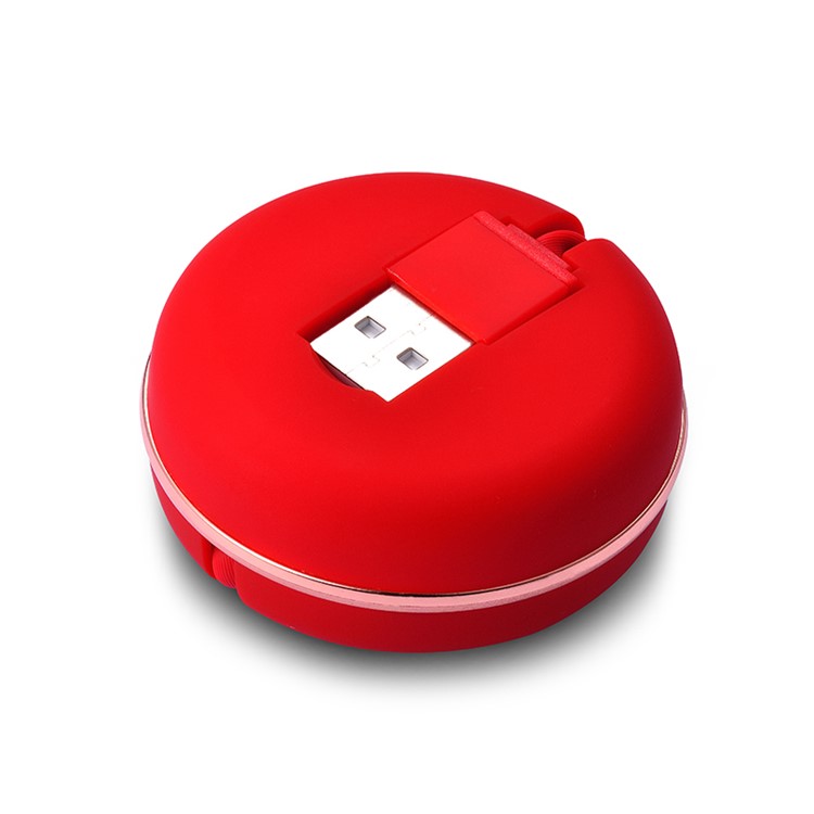 

1M Macaron Portable Retractable USB Cable 2-in-1 Type-c + Micro USB Data Sync & Charge Adapter Cable - Red