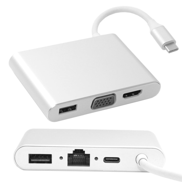 USB-C USB 3.1 Type-C to HDMI & VGA & USB HUB OTG & Ethnernet & PD Charger Dock Adapter for Laptop-1