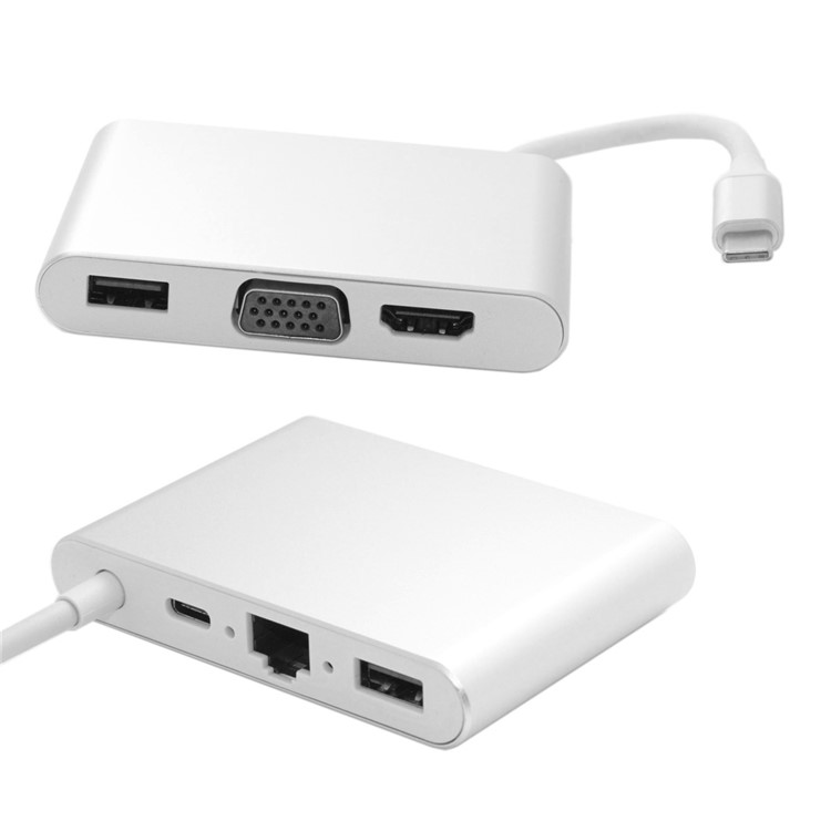 USB-C USB 3.1 Type-C to HDMI & VGA & USB HUB OTG & Ethnernet & PD Charger Dock Adapter for Laptop-2
