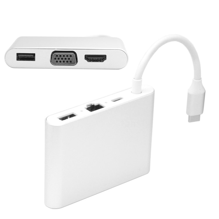 USB-C USB 3.1 Type-C to HDMI & VGA & USB HUB OTG & Ethnernet & PD Charger Dock Adapter for Laptop-4