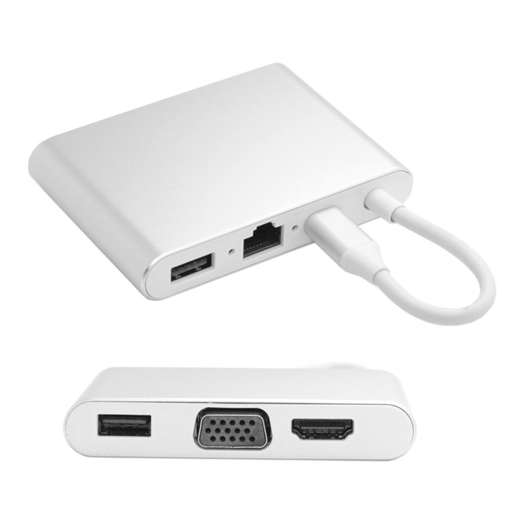 USB-C USB 3.1 Type-C to HDMI & VGA & USB HUB OTG & Ethnernet & PD Charger Dock Adapter for Laptop-5
