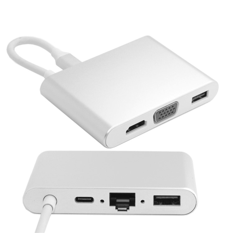 USB-C USB 3.1 Type-C to HDMI & VGA & USB HUB OTG & Ethnernet & PD Charger Dock Adapter for Laptop-6