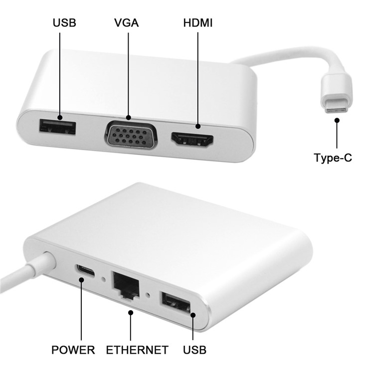 USB-C USB 3.1 Type-C to HDMI & VGA & USB HUB OTG & Ethnernet & PD Charger Dock Adapter for Laptop-7