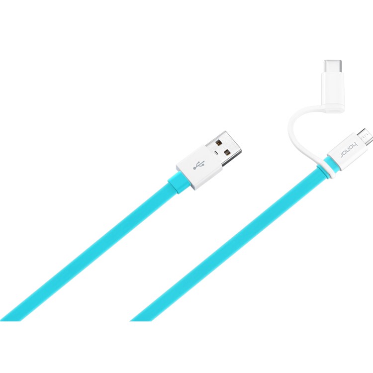 HUAWEI Honor Micro USB + Type-C Sync Charging Data Flat Cable 1.5m for Xiaomi Mi Note 2 / HTC 10 - Cyan-2