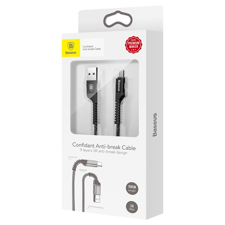 BASEUS 1.5m 2A Confidant Anti-break Type-C USB Sync Charging Cable - Black-6