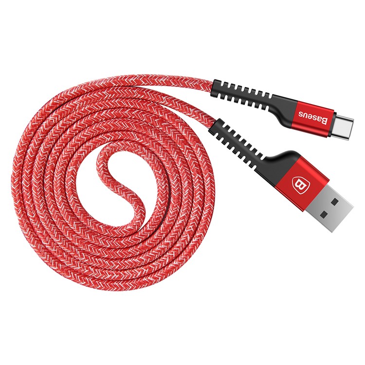 BASEUS 1m 2A Confidente Series 9 Capas SR Anti-break Type-c Transferencia De Datos Cable De Carga - Rojo-1