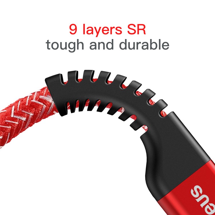 BASEUS 1m 2A Confidente Series 9 Capas SR Anti-break Type-c Transferencia De Datos Cable De Carga - Rojo-5