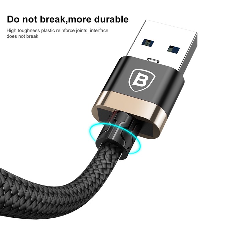 BASEUS Gold Coloren Belt Série 3A 1M USB 3.0-A Para Tipo C Sincronização De Dados E Cabo De Carga Para Samsung Nota 8 / S8 / S8 Plus Etc. - Cor De Ouro / Preto-4