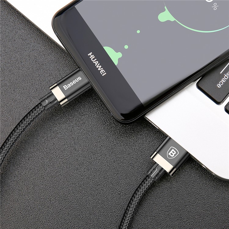 BASEUS Gold Coloren Belt Série 3A 1M USB 3.0-A Para Tipo C Sincronização De Dados E Cabo De Carga Para Samsung Nota 8 / S8 / S8 Plus Etc. - Cor De Ouro / Preto-9
