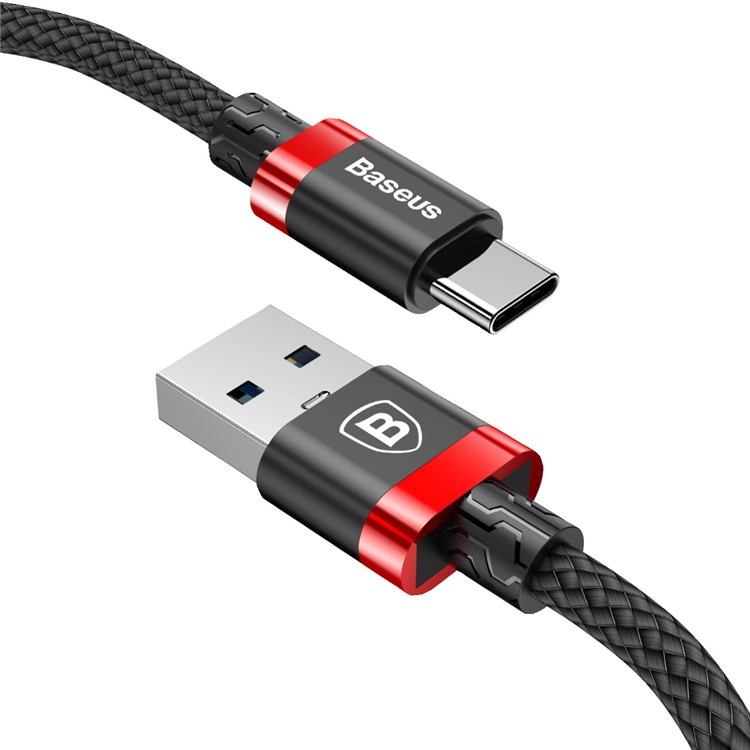 BASEUS Série De Cinturão De Cor Dourada USB 3.0-A Para USB Tipo C 3A 1M Cabo De Carregamento De Dados De Sincronização De Dados - Vermelho / Preto-7
