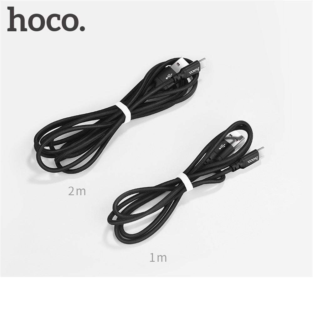 HOCO X14 Times Speed 1M 2A Woven USB Type-C Data Sync Charge Cable - Black-2