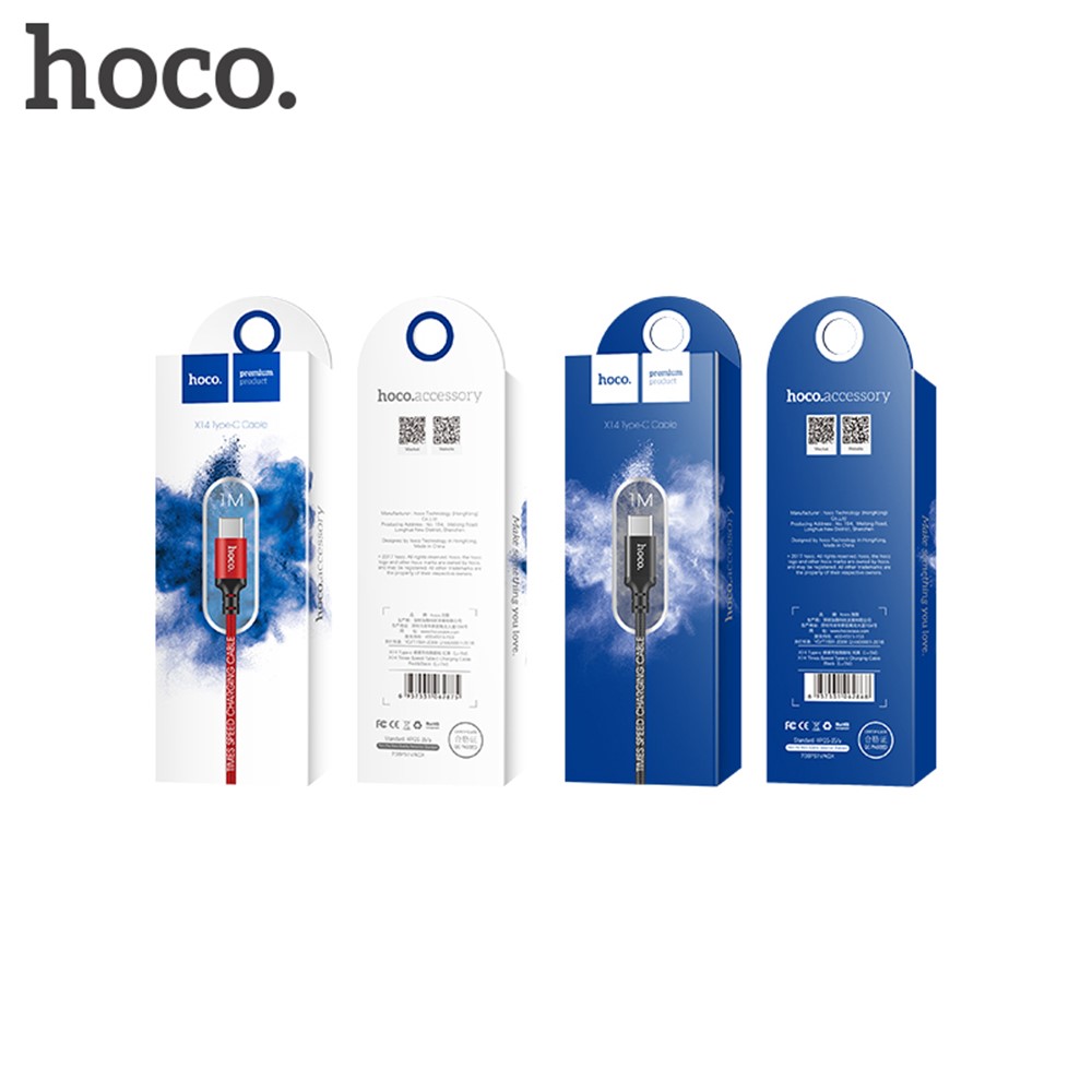 HOCO X14 Vezes Velocidade 1m 2a Tecido USB Tipo-c Cabo de Carga de Sincronização - Preto