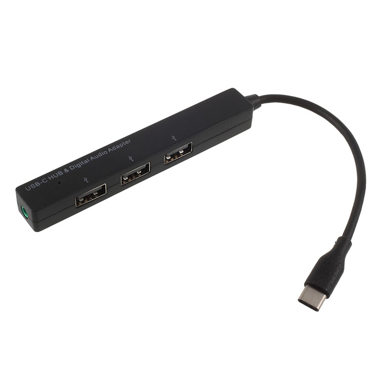 GT-129 Type-C to 3.5mm Audio Port & Three USB Ports USB-C HUB Adapter with OTG Function for Laptop Macbook-1