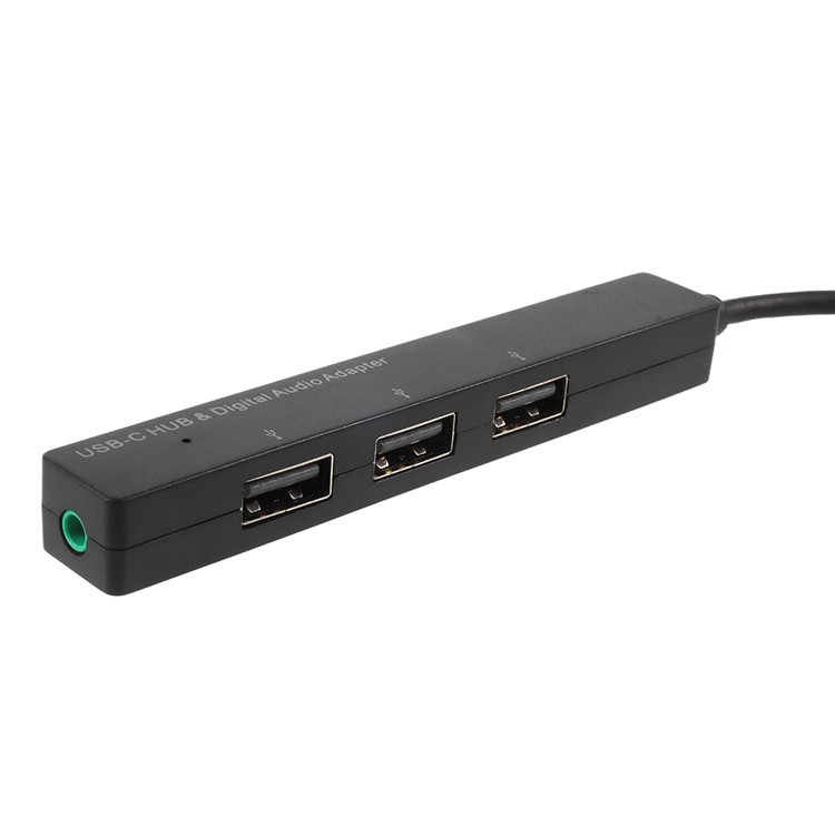 GT-129 Type-C to 3.5mm Audio Port & Three USB Ports USB-C HUB Adapter with OTG Function for Laptop Macbook-4