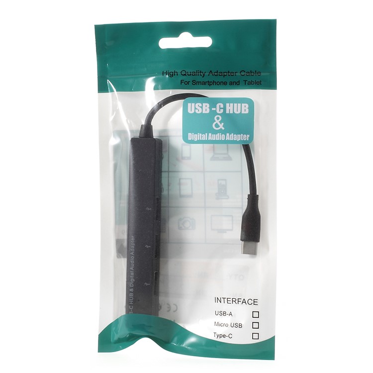 GT-129 Type-C to 3.5mm Audio Port & Three USB Ports USB-C HUB Adapter with OTG Function for Laptop Macbook-5