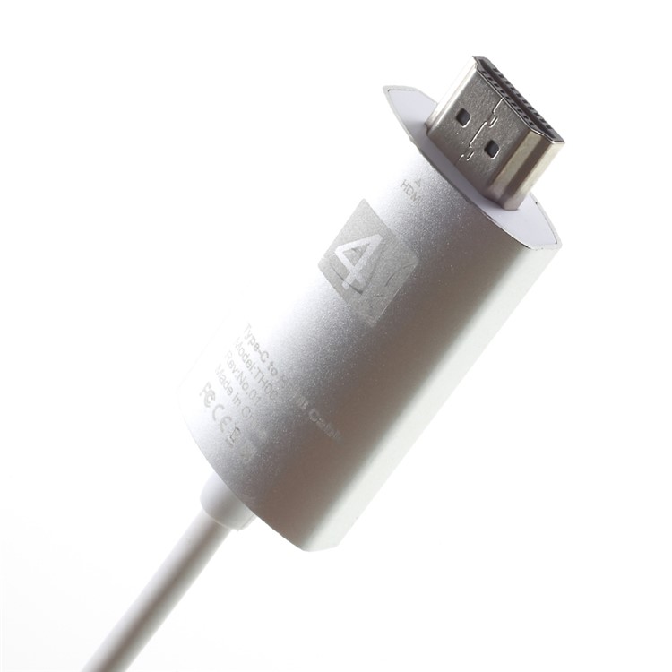 2 Mt USB Typ-c Zu HDMI 4 Karat High Speed Kabel Adapter Für Samsung Xiaomi Huawei Etc. - Weiß-6