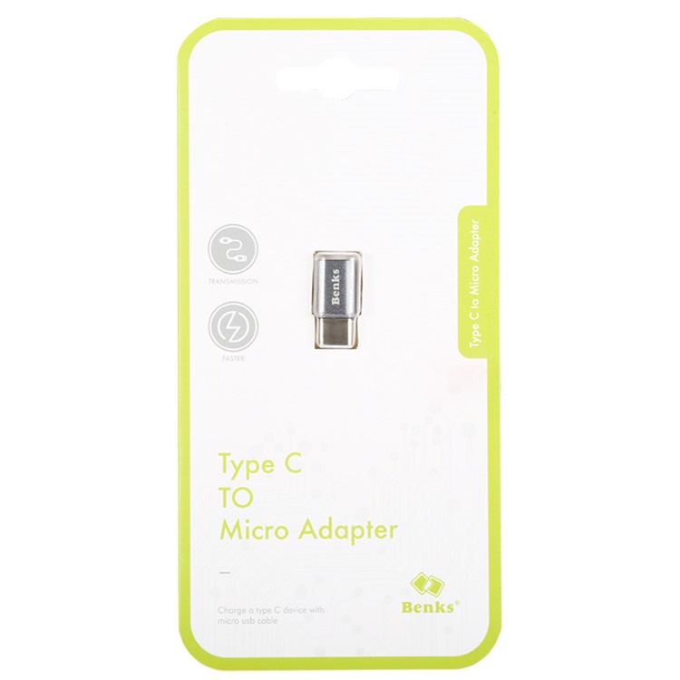 BENKS Mini Type-C Male to Micro USB Female Converter Adapter - Grey-5