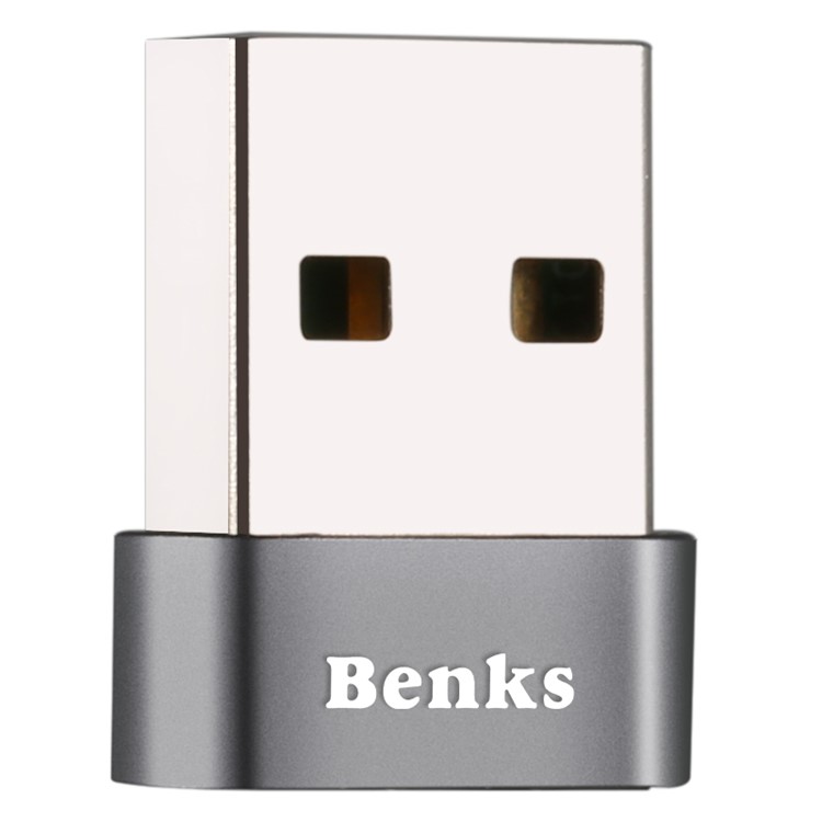 BENKS Mini USB 2.0 Male to Type-C Female Converter Adapter - Grey-1