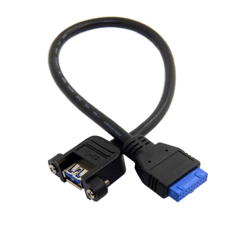 U3-384-BK USB 3.0 Female Port Screw Mount Type to Up Angled Motherboard 20pin Header Cable (25cm)-4