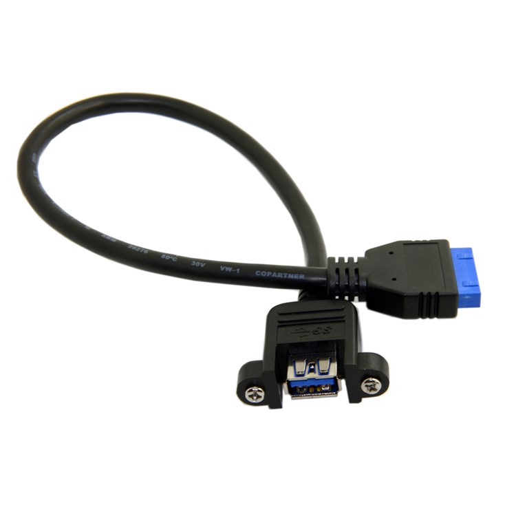 U3-384-BK USB 3.0 Female Port Screw Mount Type to Up Angled Motherboard 20pin Header Cable (25cm)-5