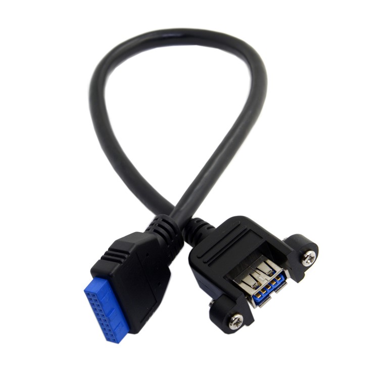 U3-384-BK USB 3.0 Female Port Screw Mount Type to Up Angled Motherboard 20pin Header Cable (25cm)-8