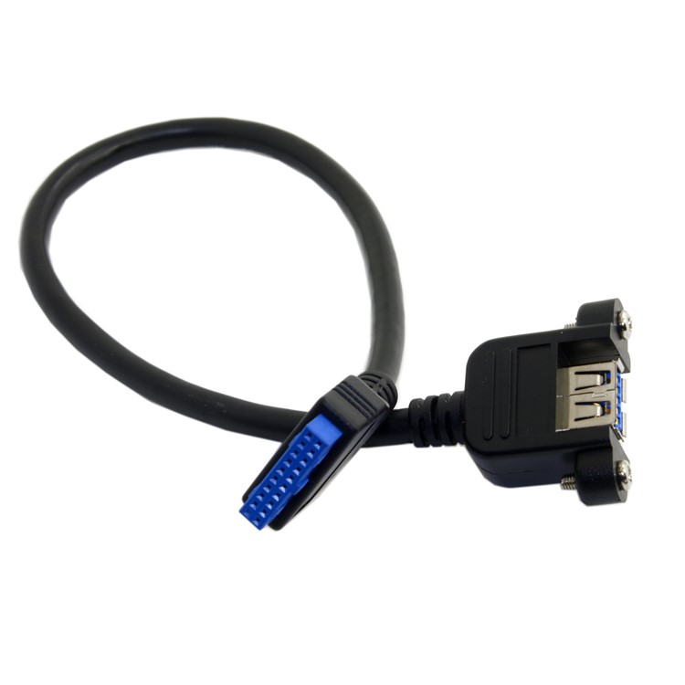 U3-384-BK USB 3.0 Female Port Screw Mount Type to Up Angled Motherboard 20pin Header Cable (25cm)-9